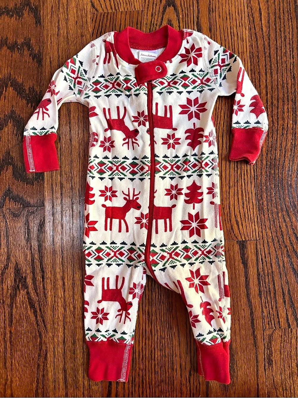 Hanna Andersson Holiday Dear Deer HannaJams™ Sleeper Footie 3-6 months